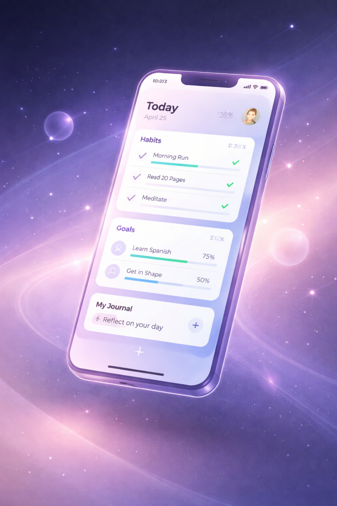 futuristische app im kosmischen raum