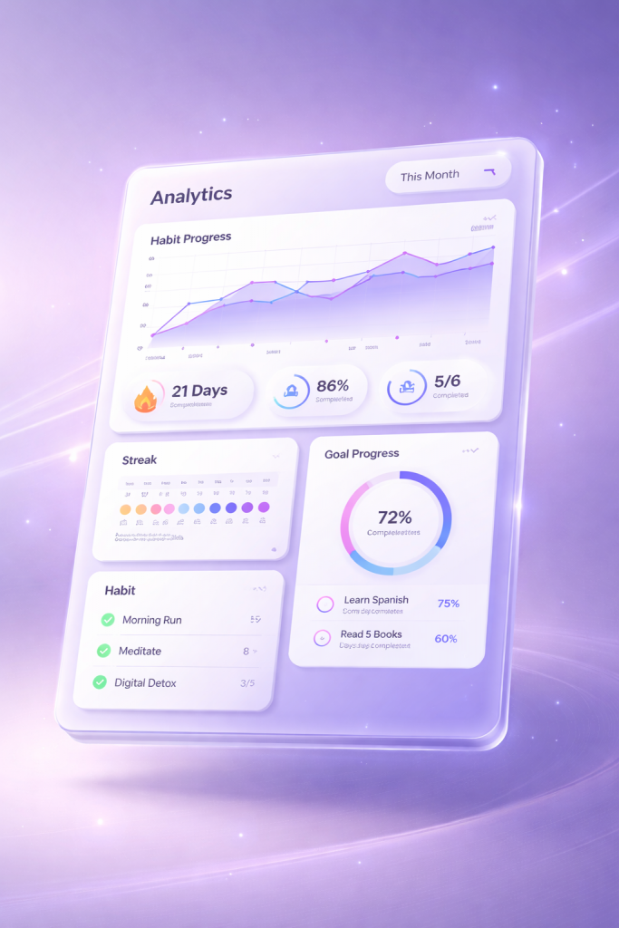 futuristisches dashboard für gewohnheiten